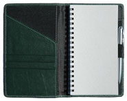 green leather journal cover with wirebound refill insert